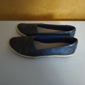 Clarks Collection Women's Leather Espadrilles Size 10 Slip On Navy Blue Shoes